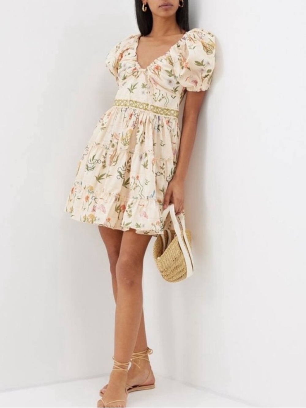 Agua by Agua Bendita Manzanilla Paraiso Embroidered Minidress